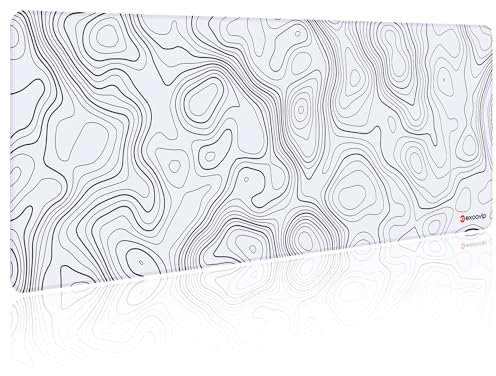 excovip Large Gaming Mouse Pad XL,Topographic Map Desk Mat,Anti-Skid Big White Mousepad Keyboard Mouse Mat Desk Mat with Stitched Edges for Office and Gaming 800x300mm 0154