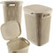 KADAX Plastik Wäschebehälter, Leichter Wäschekorb, Wäschesammler aus Kunststoff, Luftdurchlässige Wäschebox, Wäschetruhe mit Deckel (Beige)