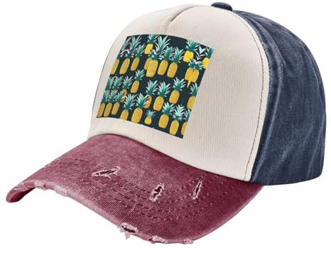 Ananas-Hut, Unisex, Denim, verstellbar, Cowboy-Sporthut, perfekt für Freizeit und Outdoor-Aktivitäten, Ananas, Einheitsgröße