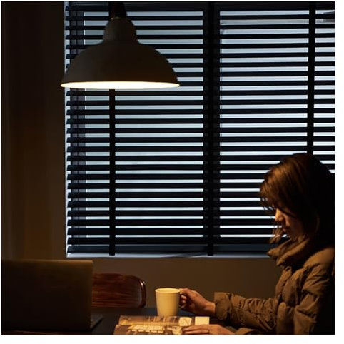 Black Window Blind Thick Slatted Wood 60cm Wide 80cm 100cm 120cm 140cm 160cm 170cm 180cm Width, Made To Measure Wooden Venetian Blinds with 50mm Slats & Tapes for Windows (Color : Black, Size : 180x