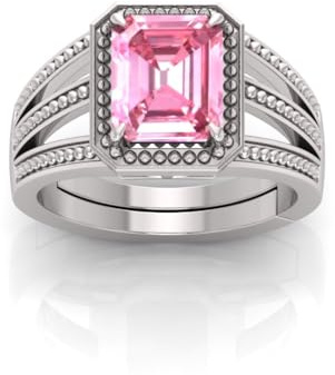 RRVGEM Bague plaquée argent avec saphir rose de 10,25 carats, taille 16-22, pour homme et femme, Métal, Saphir
