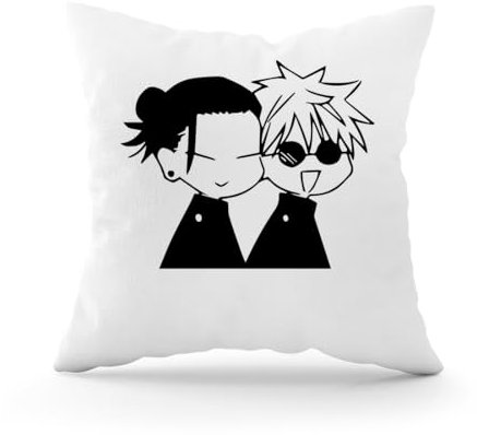 Forsca Gojo X Geto Cute and Funny Dekorativer Kissenbezug mit Füllung für Sofa-Autokissen