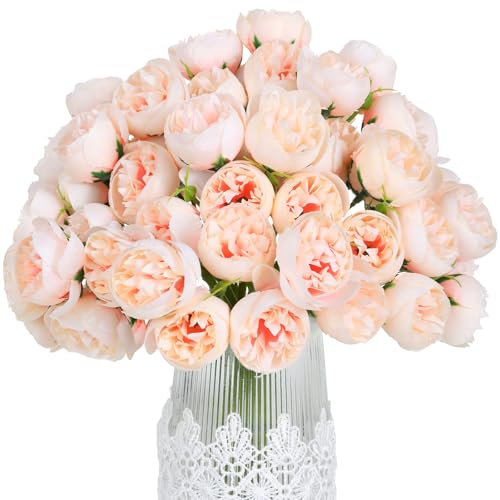 Hobyhoon Ranunculus Künstliche Blumen, 2 Blumenstrauß, künstliche Pfingstrosen, 30 cm, Seidenblumen mit Stielen, 54 Kronen, Blumenstrauß, Dekorationen für Tafelaufsätze, Arrangements, Brautparty,
