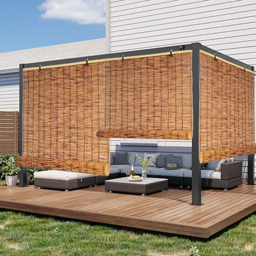 WOGTITYI Bambusrollo Für Außenrollo, Natur Balkonrollo Sichtschutz, 30 50 70 90 100 110 130 150 160cm Bambus Rollo, Sonnenschutzrollo Für Indoor Outdoor Türen Terrasse Garten (Size : W110xH220CM)