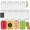 HEKOBAG Lot de 12 Mini Bouteille Verre, Petite Bouteille en Verre 60ml, Bouteilles de Lait en Verre avec 1 Étiquette Autocollante, 12 Étiquettes Volantes et 1 Stylo, Petite Bouteille Verre Shot de Jus
