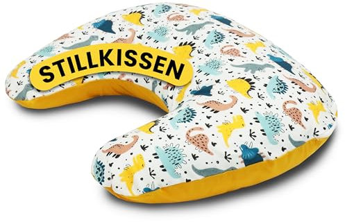 Amilian Stillkissen Klein – Lagerungskissen; Stillhörnchen – Schwangerschaftskissen für Schwangere – Babylesekissen; Seitenschläferkissen – Nursing Pillow - Dino Weltabenteuer
