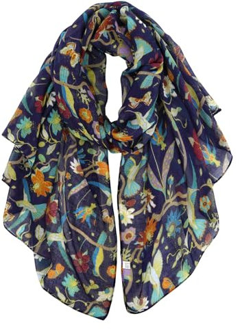 DAMILY Schals & Tücher für Damen, 180 * 85 Damen Schal mit Blumenschal, für Sommer Herbst Winter Ganzjährig (darkblau)