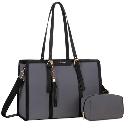 LOVEVOOK Notebook Tasche 15.6 Zoll Handtasche Damen Groß Tote Bag Women Canvas Shopper Shoulder Crossbody Bag Elegante Schultertasche Aktentasche Arbeitstasche Lehrertasche für Büro Business Reise