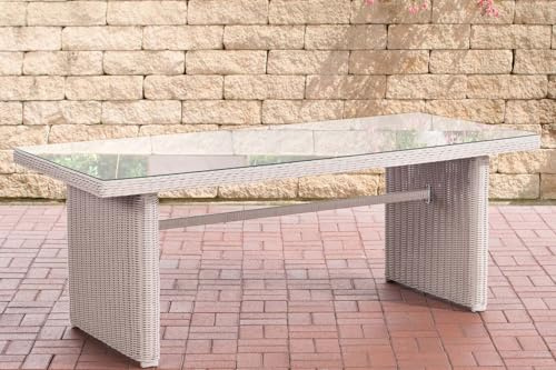 CLP Polyrattan Tisch Fontana XL 200 x 90 cm | Farbe perlweiß