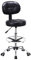 Verstellbarer Friseurstuhl aus Leder, mit Rückenlehne, 360° drehbar und Rollen, für Friseursalon und Spa, 58 x 70 cm Höhe, Schwarz