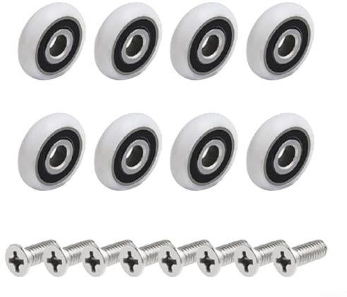 Premium Duschtür-Rollen, verstellbare Ersatzschienen mit Edelstahlschrauben für Glasgehäuse, 19/23/25 mm Durchmesser (19 mm)