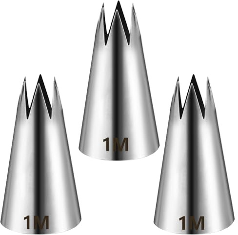 3 beccucci da 1 m, a forma di stella, color argento, per decorare torte, senza cuciture