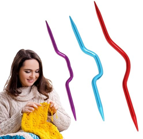 Strickkabelnadel krumant - Dreh gebogene Handstricknadeln gebogene Häkel, Aluminium -Strick -Stichhalter für Pullover -Strickwerkzeug - Glattes Zöpfe Geschenk an weibliche Frauen Mama (Multicoloror)