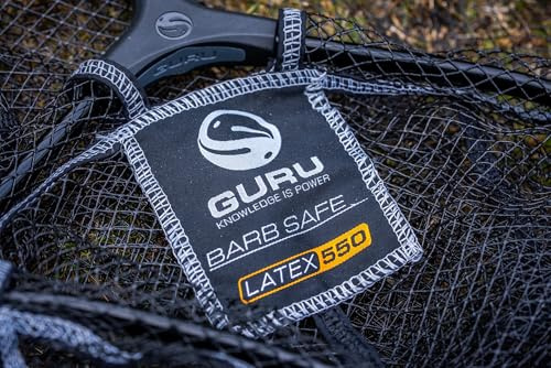 Guru - Latex Net | 400 - Barbsafe Coated Mesh Fishing Net, Lightweight Alloy Frame with Screw Free Spreader Block, Twist Free Aluminium Thread