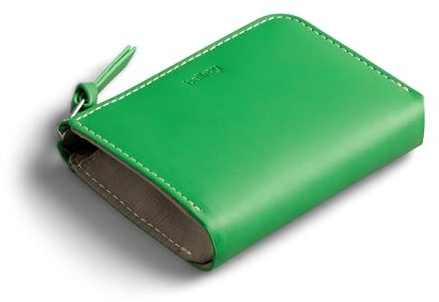Bellroy L-Pocket, Minimalistische Brieftasche - Neongreen | Minimalistische Leder-Brieftasche mit Reißverschluss für Karten, Münzen und Schlüssel