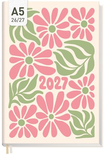 Häfft® Chäff-Timer Kalender 2026 2027 A5 Flower Power pink