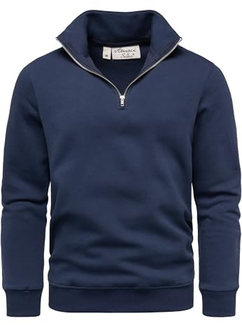 Amaci&Sons Herren Troyer Pullover Fleecejacke Zipper Sweatshirt Sweatjacke 4081