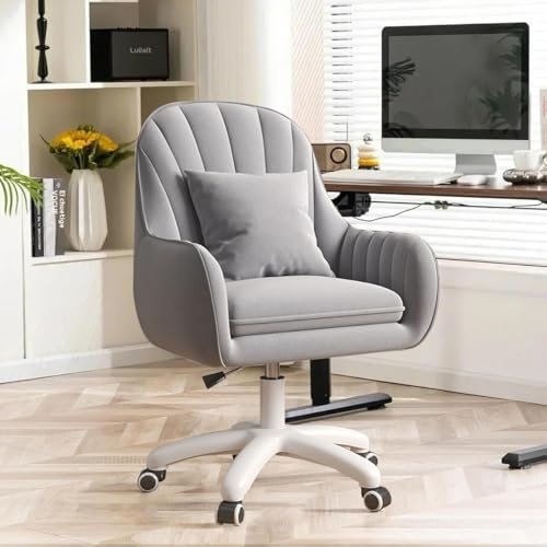 WXJHL Silla de Oficina para el hogar Sillas de Terciopelo para tocador Silla de Maquillaje con Ruedas Sillas de Ordenador con Respaldo Medio Silla giratoria pequeña con Ruedas y Altura Ajustable