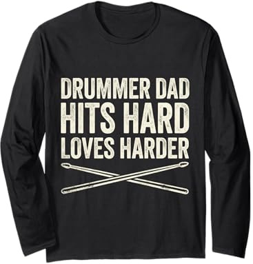 Funny Dad Vintage Papa Rock Metal Drums Hits Musik Geschenk Langarmshirt