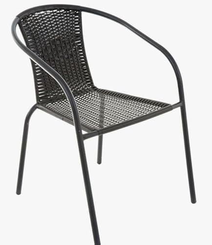 MAT-COMPANY Bistrostuhl Polyrattan Stapelstuhl Gartenstuhl Balkonstuhl Terrassenstuhl mit Metallgestell Schwarz