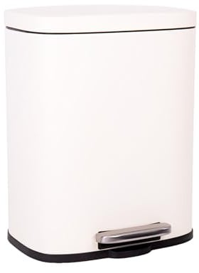 Cofan Cubo de Basura con Pedal Beige 5, 20 o 30 Litros, Cubo Interior Extraíble, Papelera Metálica, Recubrimiento Antihuellas, Cierre Suave