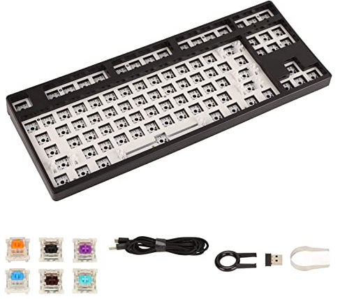 Cryfokt 87 Key RGB Mechanical Keyboard DIY Kit, Hot Swappable TKL Layout Aluminum Alloy Barebone with SMD LED for Gaming (Black)