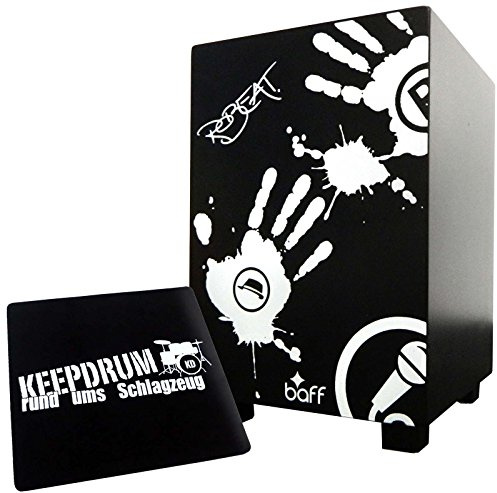 Baff beatBOX Robeat Cajon Musik-Hocker Schwarz + keepdrum Sitzpad
