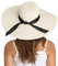 Lanzom Chapeau de paille pliable à large bord pour femme 14 cm UPF 50+ - - Taille unique