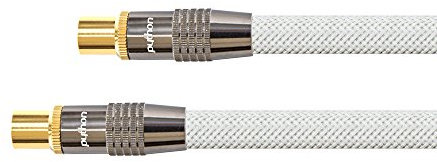 Python Series Premium - Cable coaxial para TV (conector IEC a hembra, chapado en oro, RG6, apantallamiento de 4 vías, 120 dB / 75 ohmios, conector de metal, conductor de cobre, trenzado de nailon, 20