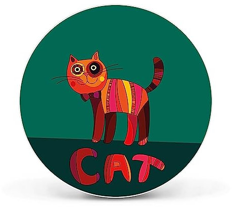 banjado® Design Magnettafel rund Größe Ø 47cm mit Motiv Orange Katze - magnetische Pinnwand/Magnettafel aus Metall/Memoboard für Küche, Büro & Kinderzimmer mit Magneten & Montageset