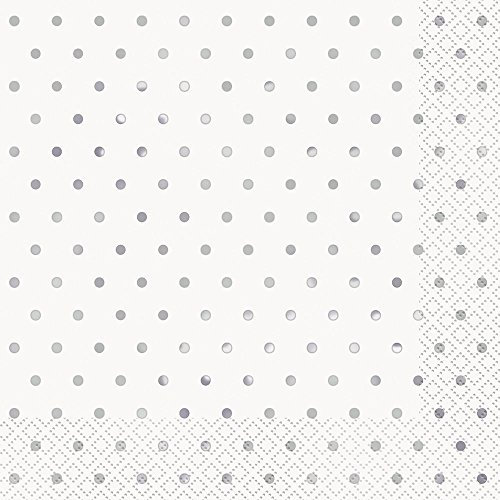 Punktmuster-Papierservietten - 16,5 cm - Elegantes Silberfoliendesign - Packung mit 16 Stück