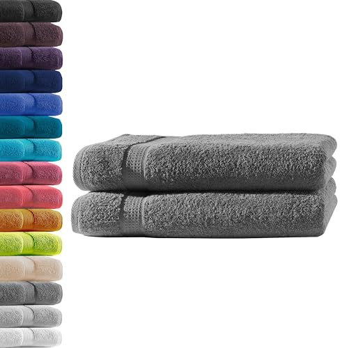 2X Duschtuch | Anthrazit | 100% Baumwolle Frottier | Oeko-TEX® Standard 100 | Premium Qualität 500 g/m²