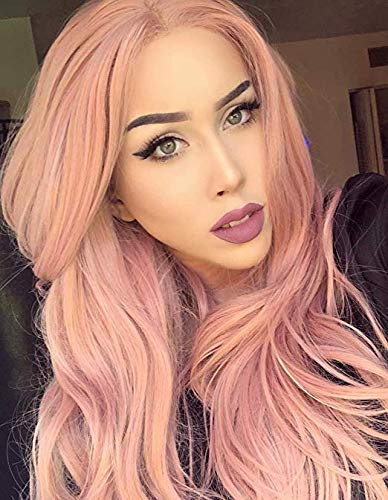 Pizzo anteriore parrucche rose Gold synthetic Lace Front parrucca lunghi ondulati