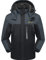 GEMYSE Uomo Giacca da Sci impermeabile montagna Giacche Pile invernale antivento Cappotto con Cappuccio (Grigio Nero,L)