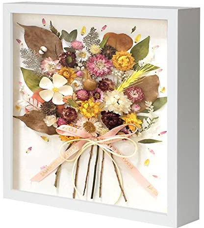 Muzilife 3D Bilderrahmen zum Befüllen 25x25 cm-Tiefer Holz Rahmen Weiß, Objektrahmen Shadow Box mit Glasscheibe, als Geschenk für Familie Freunde usw. (Weiß, 25x25cm)