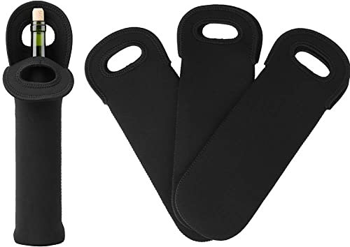 Bolsa de botella de vino de 3 piezas Botella de agua portátil Bolsa de neopreno Protector de enfriador de portador negro para viajes al hogar y picnic