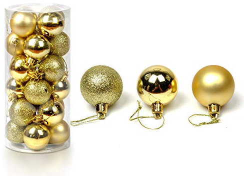 Battnot Weihnachtskugeln 24 Stücke 30mm Christbaumkugeln Set Weihnachtsbaumschmuck Christbaumschmuck Weihnachtsbaum Dekoration Weihnachtsdeko hängende Hausdeko Christmas Xmas Party (30mm, Gold)