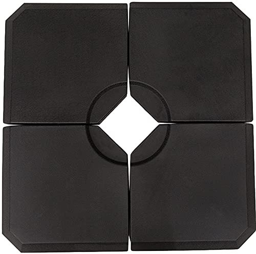 Outsunny Set de 4 Piezas Soporte de Parasol Base para Sombrilla Terreza o Jardín Rellenable de 80 kg de Agua o 120 kg de Arena Estable 100x100x9,5 cm Negro