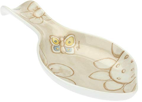 THUN - Poggia Mestoli Decorato con Farfalle e Fiori - Accessori Cucina - Linea Elegance - Porcellana - 23,8 x 12 x 3 h cm