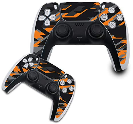 Finest Folia Schutzfolie kompatibel mit PS5 Sticker Hülle für Spiele Konsolen Controller Gehäuse Aufkleber Vinyl Folie Skin gegen Kratzer Design Cover R140 (Controller Set, Nr. 16 Neon Orange)