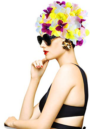 VICASKY Cappucci da bagno per nuotatore da donna, con petali di fiori e fiori, da nuoto alla moda, per capelli lunghi e corti