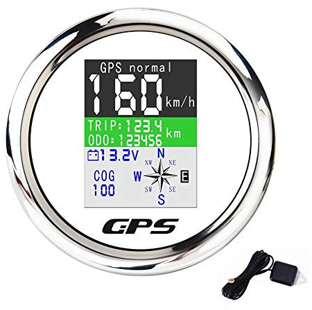 KAOLALI GPS Tachometer Geschwindigkeitsmesser Kilometerzähler 85 mm Rostfreie IP67 Wasserdichte Digitale Geschwindigkeitsmesse für Auto Boot
