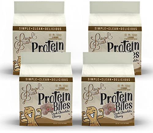 Laurel’s Butter Dark Chocolate Cherry Protein Bites | Gluten-Free Oats | Simple, Clean, Delicious Energy Bites | High Protein Snack | 6 Protein Bites per Pack | Kosher & WBENC Certified | 2.33oz