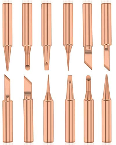 Treki 12pcs Puntas de Soldador Sin Plomo 900M-T Puntas Soldador Estaño Soldadura Punta de Hierro para Hakko, Atten, Quick, Aoyue de Pirograbado, Fabricación Joyas