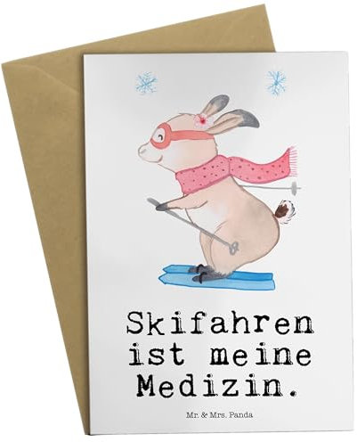 Mr. & Mrs. Panda Beileidskarte Hase Skifahren - Geschenk, Grußkarte, einladungskarten, Skirennen, glückwunschkarten, osterkarten, Skisport, Skiwettbewerb, dankeskarten, weihnachtskarten, Ski fahren