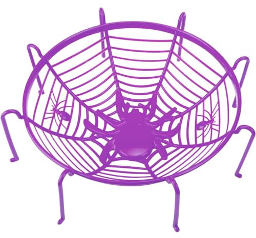 VFM - Halloween Sweet Bowl - Spider Web Basket 3D Bowl with Legs Halloween Party Candy Dish- Haunted House - Purple