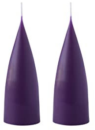 Kunstindustrien® Stumpenkerzen, Hergestellt in Dänemark, 43 Farben verfügbar, Kegel Kerze, Durchgefärbte Stumpenkerze lange Brenndauer von 15 Stunden, Kerzen Deko, 2 Stück, 6,5 x 16cm (Violett)