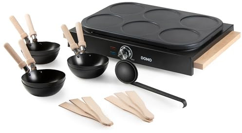 DOMO DO8716W Gourmet-Set - Holzdesign - 2-in-1-6 P - 1000 W