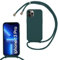 SLWYF Compatible with iPhone 13 Pro Crossbody Lanyard Case, Liquid Silicone Protective Phone Case with Strap Adjustable Neck Cord Necklace Soft Cover for iPhone 13 Pro, Dark green