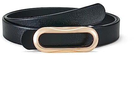 SYMOL Damen Ledergürtel - Echtes Rindsleder, Schwarz, Taille: 85-95 cm, 24 mm breit